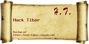 Hack Tibor névjegykártya